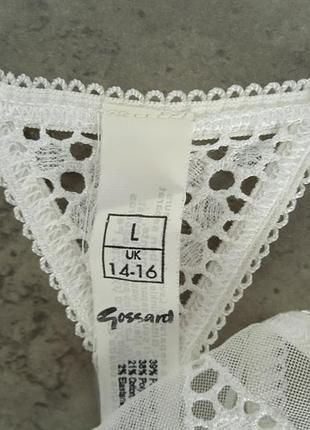 Белые кружевные трусики стринги gossard 5