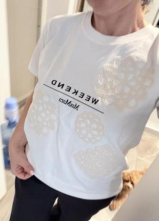 Футболка жіноча weekend max mara біла з принтом, розмір 36 (s)