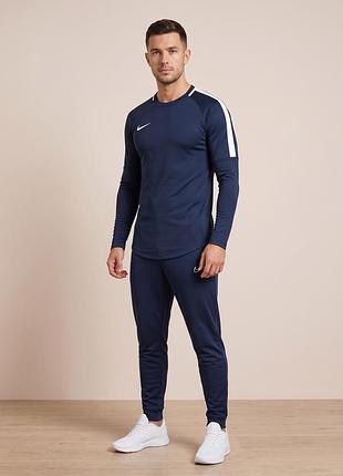 Спортивная кофта nike l, темно-синяя с белыми вставками, реглан, для тренировок