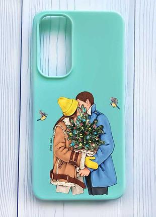 Матовый бирюзовый чехол на samsung galaxy a35 (a356) украинская пара (принт 203)