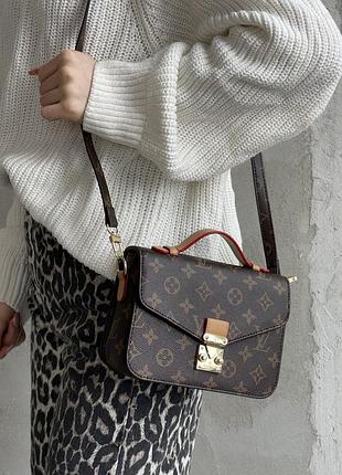 Шкіряна сумка крос боді для дівчини louis vuitton брендова сумка через плече для жінки класична жіноча сумочка луї вітон коричневий