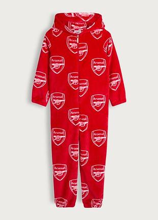 Теплая флисовая пижама-комбинезон кигурумы arsenal фк арсенал на 6-7 лет (122 см)