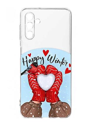 Прозрачный чехол на samsung galaxy a36 5g снежок сердечко (принт 192)