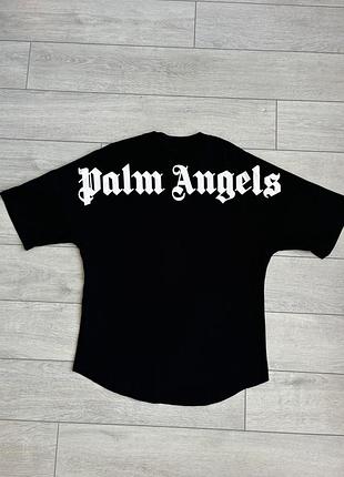 Чоловіча чорна футболка майка джерсі палм ангелс palm angels logo collar back crew neck black oversize t-shirt size s с розмір оригінал