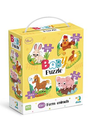 Пазл dodo 4в1 «baby puzzle. сільські тварини» (300686)