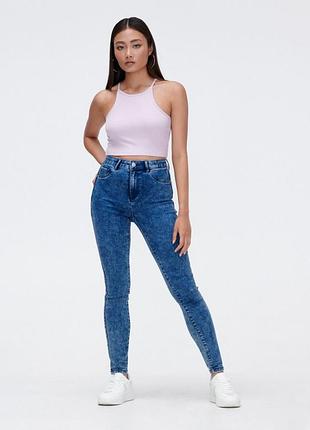 Джинси жіночі скінні високої посадки crop denim 38 m сині варенка стрейч