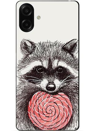 Чехол силиконовый бампер для samsung a07s с рисунком енот