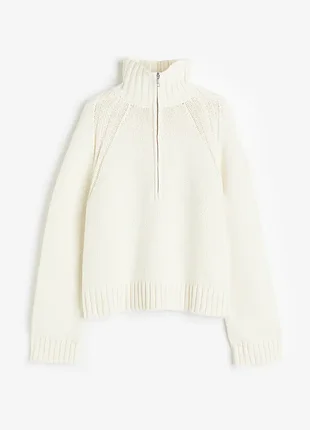 Кофта с воротником на молнии р.m молочного цвета,h &amp; m