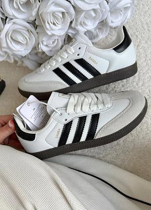 Adidas samba white (біле лого язичок), жіночі кросівки adidas samba