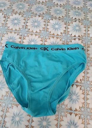 Бірюзові трусики із мікрофібри calvin klein. р. м-l