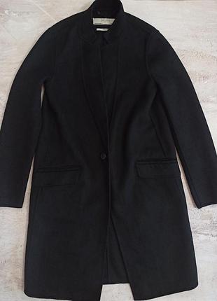 Женское пальто из шерсти zara демисезонное размер xs черное классическое