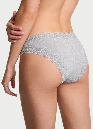 Victoria´s secret трусики бикини xs cotton lace-waist bikini panty виктория сикрет medium heather grey