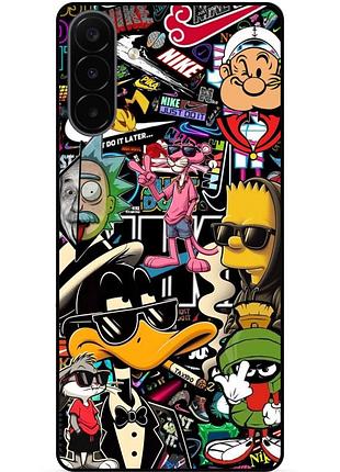 Чехол силиконовый бампер для samsung a18 daffy duck bart simpson