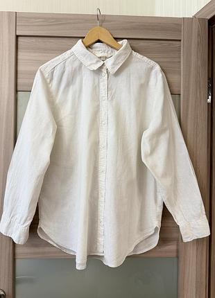 Лляна сорочка h&m  / сорочка з льону оверсайз h&m