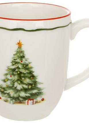 Кружка фарфоровая 400мл с контрасным краем. серия evergreen christmas