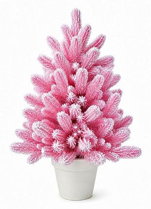 Искусственная розовая заснеженная литая елка elegant marshmallow pink, 70 см в горшке