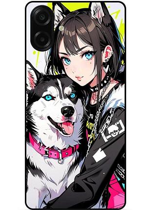 Чехол силиконовый бампер для samsung a08 с рисунком хаски аниме