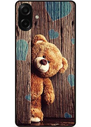 Силиконовый чехол бампер для samsung a07s с рисунком пушистый мишка