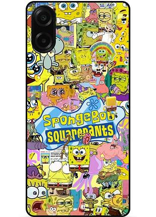 Силиконовый чехол бампер для samsung a07s с рисунком sponge bob губка боб
