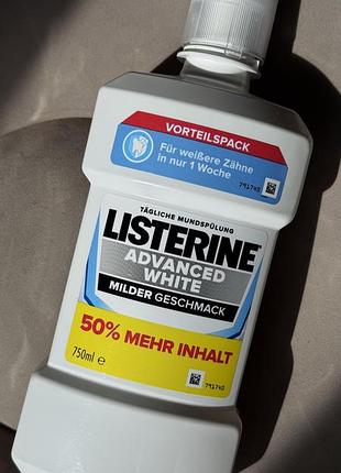 Ополіскувач для рота listerine advanced white milder geschmack з відбілюючим ефектом, 750 ml