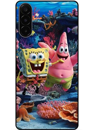 Силиконовый бампер чехол для samsung a18 с рисунком sponge bob губка боб