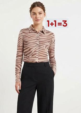 1+1=3 🎁шикарний сітчастий топ сорочка у принт зебри від  bershka