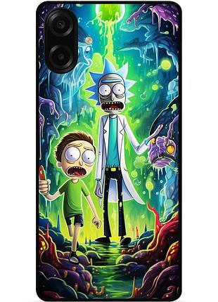 Силиконовый чехол бампер для samsung a08 с рисунком рик и морти rick and morty