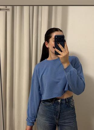 Жіночий світшот bershka укорочений блакитний