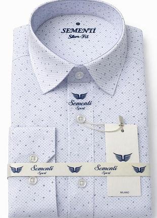 Сорочка sementi slim fit з довгим рукавом арт.390, білий з сірим принтом, xxl