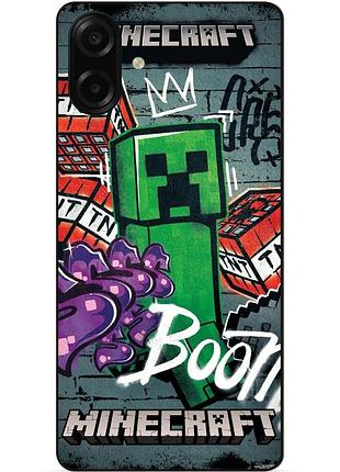 Силиконовый чехол бампер для samsung a07s с рисунком крипер майнкрафт minecraft