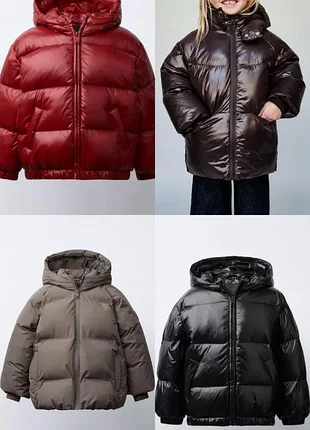Пуховик дитячий zara з капюшоном
