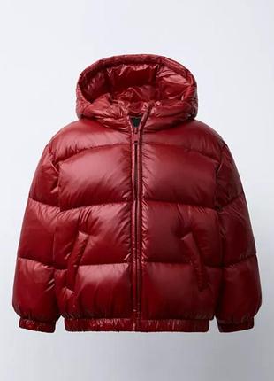 Пуховик дитячий zara з капюшоном