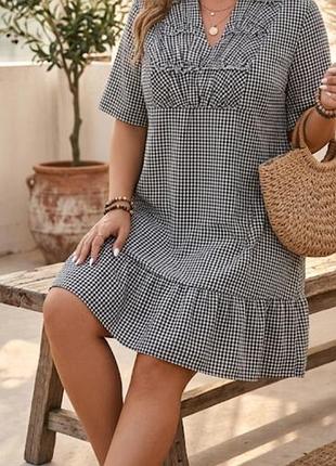Платье в клетку shein (0xl / 48-50) с воланом /39