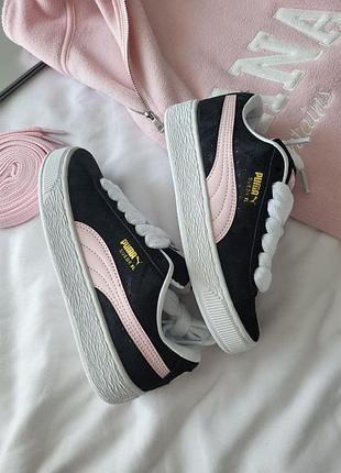 Puma suede black pink кроссовки 6