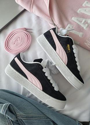 Puma suede black pink кроссовки 7