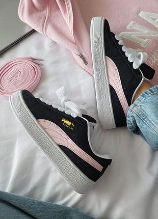 Puma suede black pink кроссовки 8