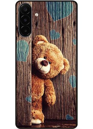 Силиконовый чехол бампер для samsung a18 с рисунком пушистый мишка