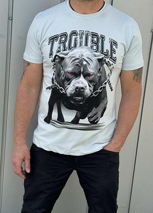 Чоловіча футболка daniel jones trouble принт пес, l,блакитний