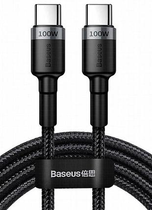 Дата кабель baseus cafule type-c to type-c pd2.0 100w (2m) (catklf-al) gray / black