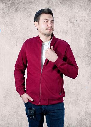 Бомбер gaballi теплий чоловічий на блискавці 2xl-5xl великі розміри, бордовий, xхxl