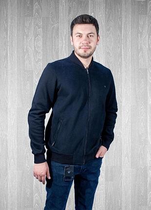 Бомбер gaballi теплий чоловічий на блискавці 2xl-5xl великі розміри, синій, xxxl