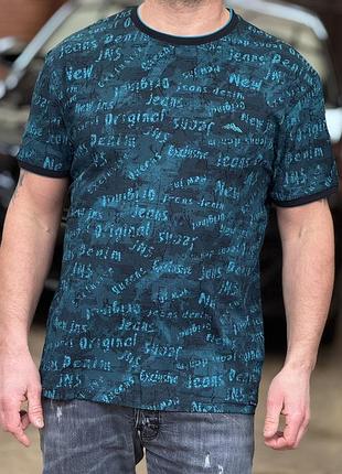 Футболка чоловіча red down 2xl–5xl, туреччина, бавовна, вільна xxxl,синій