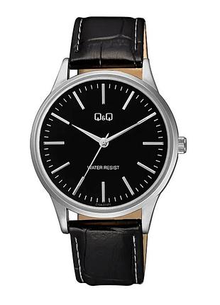 Мужские часы q&q c10a-011py 40 мм чёрный ремешок водозащита 30 м чёрный циферблат