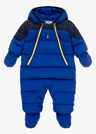 Зимовий пуховий комбінезон для хлопчика ralph lauren синій (6 місяців, розмір 63-68 см) в ідеальному стані, оригінал