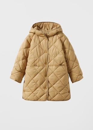 Пальто zara стьобане з капюшоном