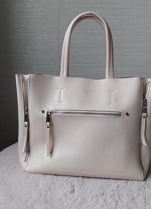 Женская кожаная сумка в стиле céline, молочного цвета