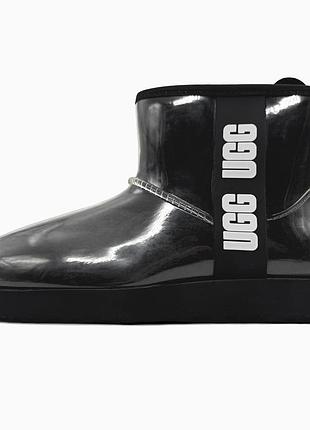 Ugg classic clear mini black | уггі чорні з хутром | 36–41
