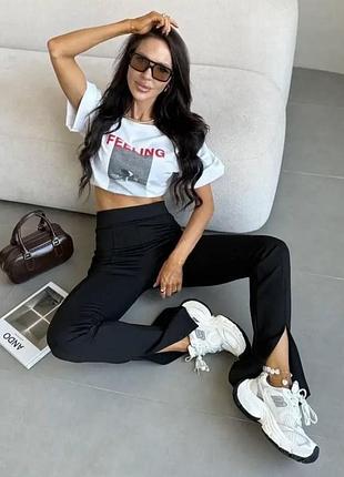 Дуже красиві та стильні чорні прямі штани з розрізами внизу від primark