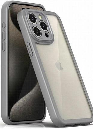 Tpu чехол transparent + colour 1,5mm для apple iphone 14 pro max (6.7") grey