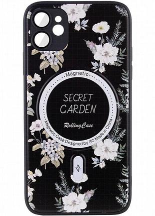 Tpu+pc чехол secret garden with magnetic fit для apple iphone 12 (6.1") black